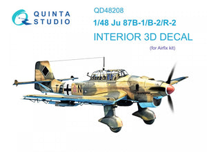 Quinta Studio QD48208 Ju 87B-1/B-2/R-2 3D-Printed &amp;amp; coloured Interior on decal paper ( Airfix ) 1/48