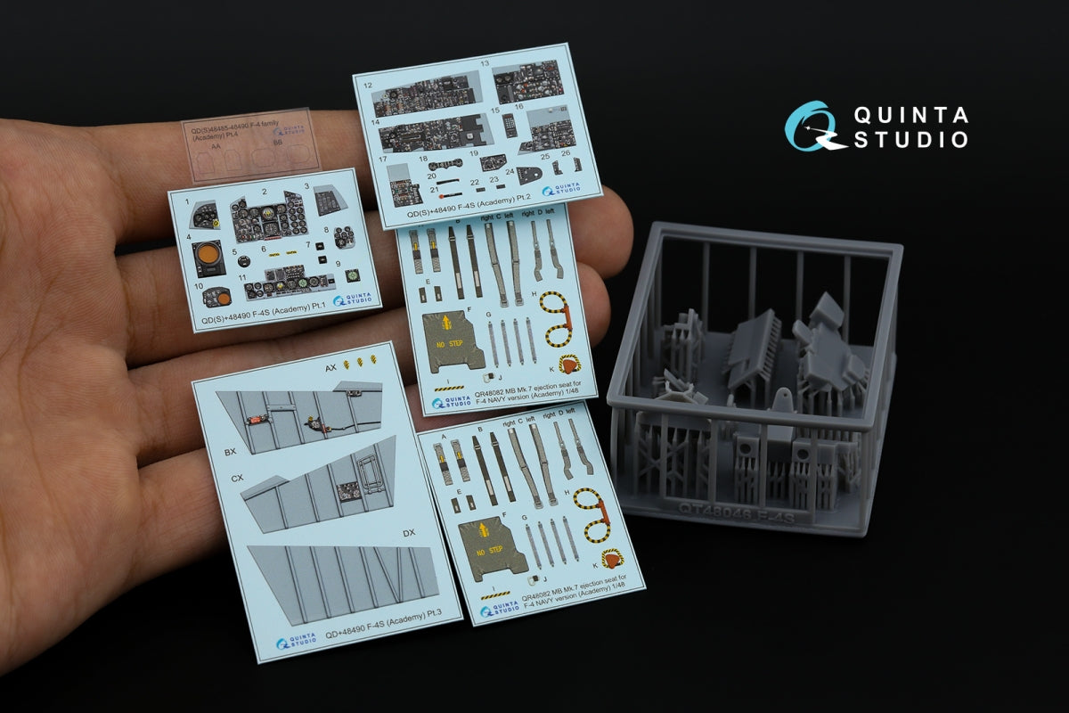 Quinta Studio QD+48490 F-4S Phantom II 3D-Printed &amp;amp; colored Interior on decal paper (Academy) (with 3D-printed resin parts) 1/48 – image 2