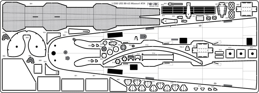 Pontos 20005WD1 USS BB-61 Iowa 1944 Wooden Deck set (20B Deck Blue) 1/200 – zdjęcie 3