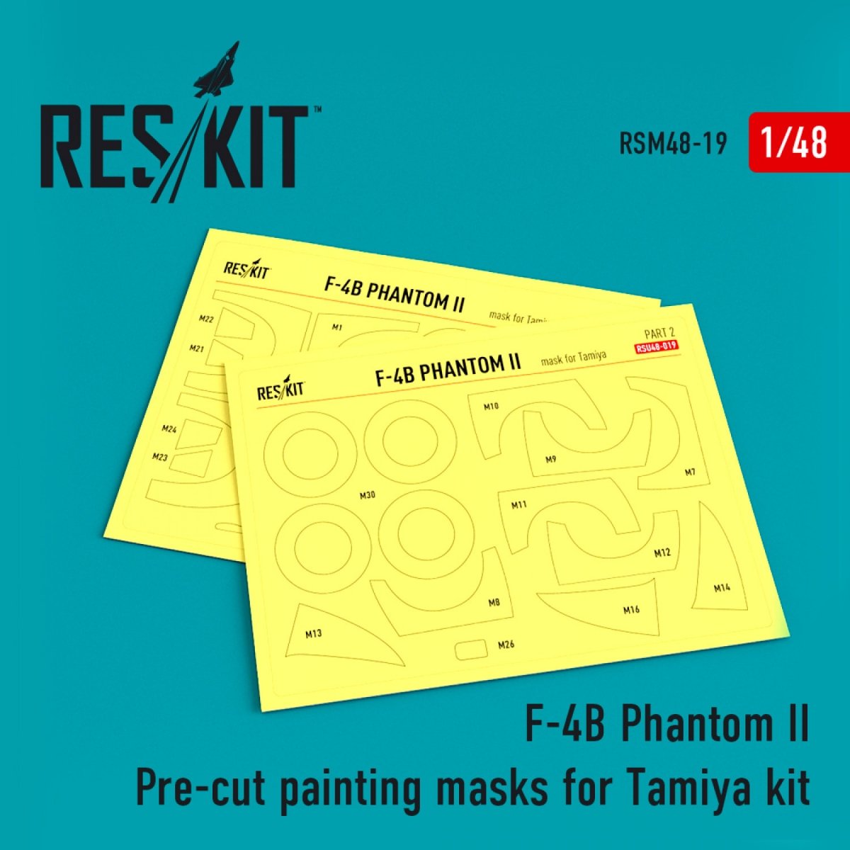 RESKIT RSM48-0019 F-4B "PHANTOM II" PRE-CUT PAINTING MASKS FOR TAMIYA 61121 KIT 1/48