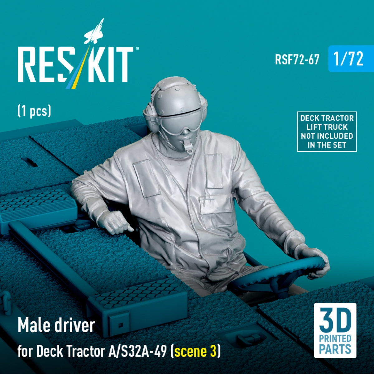 RESKIT RSF72-0067 Male driver for Deck Tractor A/S32A-49 (scene 3) (1 pcs) (3D Printed) 1/72 – zdjęcie 2