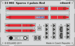 Eduard 24003 Sparco 4 points Red Seatbelt 1/24