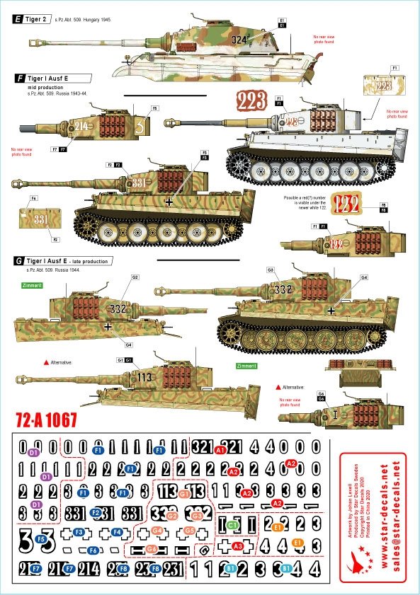 Star Decals 72-A1067 Tigers of sPzAbt 508. 1/72 – zdjęcie 2