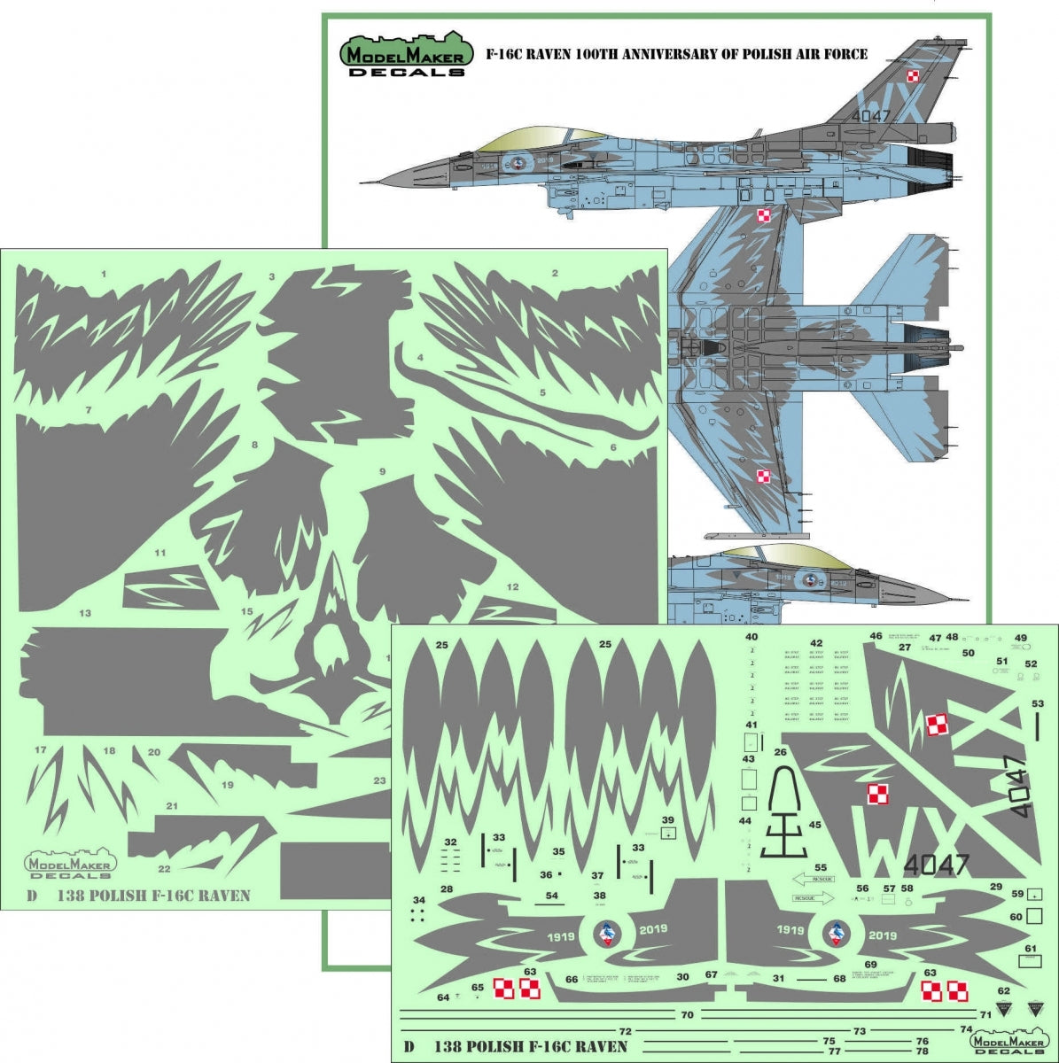 ModelMaker Decals D48138 Polish F-16C RAVEN 100th Anniversary of Polish Air Force 1/48 – zdjęcie 2