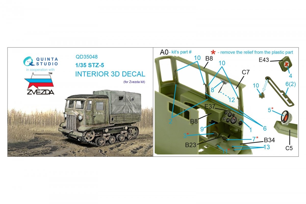 Quinta Studio QD35048 STZ-5 3D-Printed &amp;amp; coloured Interior on decal paper (Zvezda) 1/35 – zdjęcie 6
