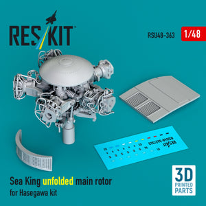 RESKIT RSU48-0363 Sea King unfolded main rotor for Hasegawa kit (3D Printed) 1/48