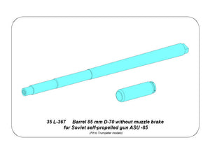 Aber 35L-367 85 mm D-70 Barrel without Muzzle Brake for Soviet Self-Propelled Gun ASU-85 1/35 – image 10