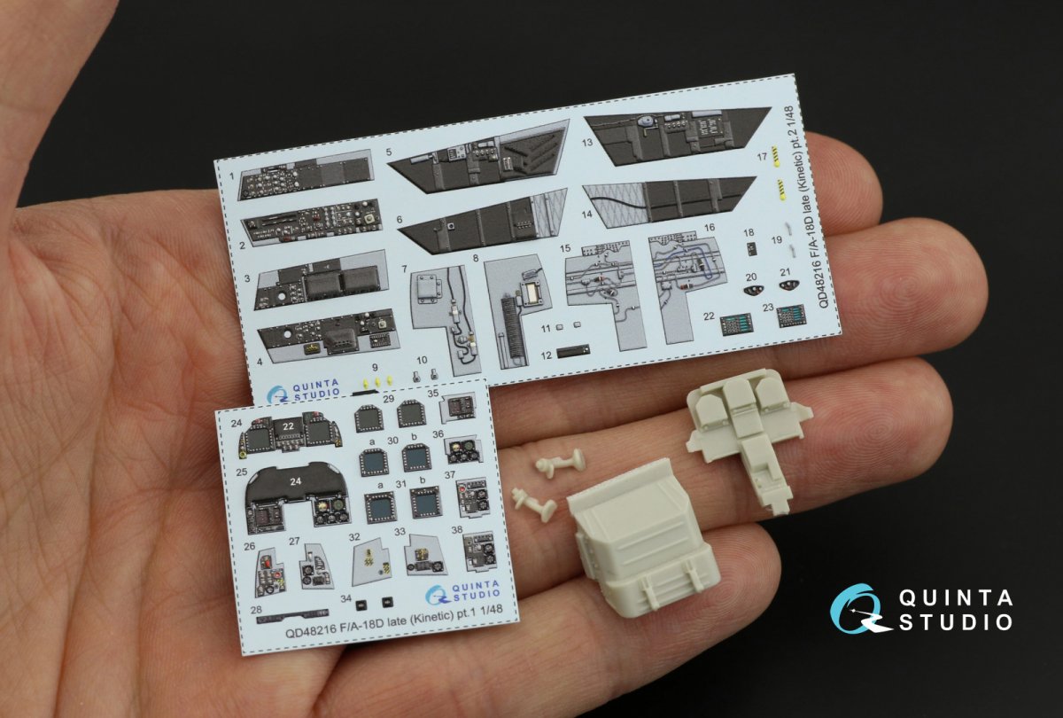 Quinta Studio QD48216 F/A-18D Late Intérieur imprimé en 3D et coloré sur papier décalcomanie avec pièces en résine (Kinetic) 1/48 – image 2