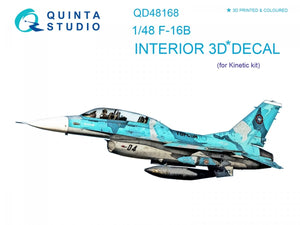 Quinta Studio QD48168 F-16B 3D-Printed &amp;amp; coloured Interior on decal paper (for Kinetic kit) 1/48
