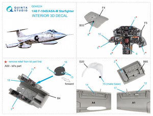 Quinta Studio QD48224 F-104S/ASA-M 3D-Printed &amp;amp; coloured Interior on decal paper (Kinetic) 1/48 – zdjęcie 2