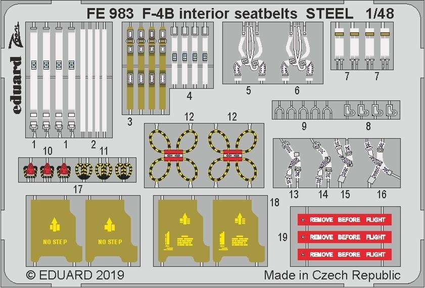 Ceintures de sécurité intérieures Eduard FE983 F-4B ACIER 1/48 ACADEMY