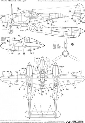 HobbyDecal ST48012V1 P-38 Stencils ver 1 1/48 – zdjęcie 2