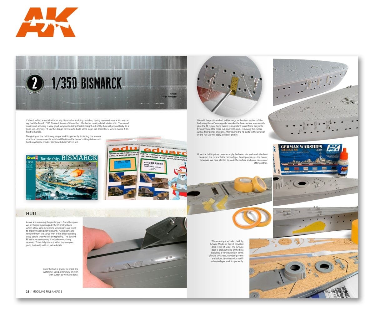 AK Interactive AK249 MODELLING FULL AHEAD 3: BISMARK &amp;amp; TIRPITZ (English) – zdjęcie 4