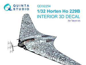 Quinta Studio QD32254 Horten Ho 229B 3D-Printed &amp;amp; colored Interior on decal paper (Takom) 1/32