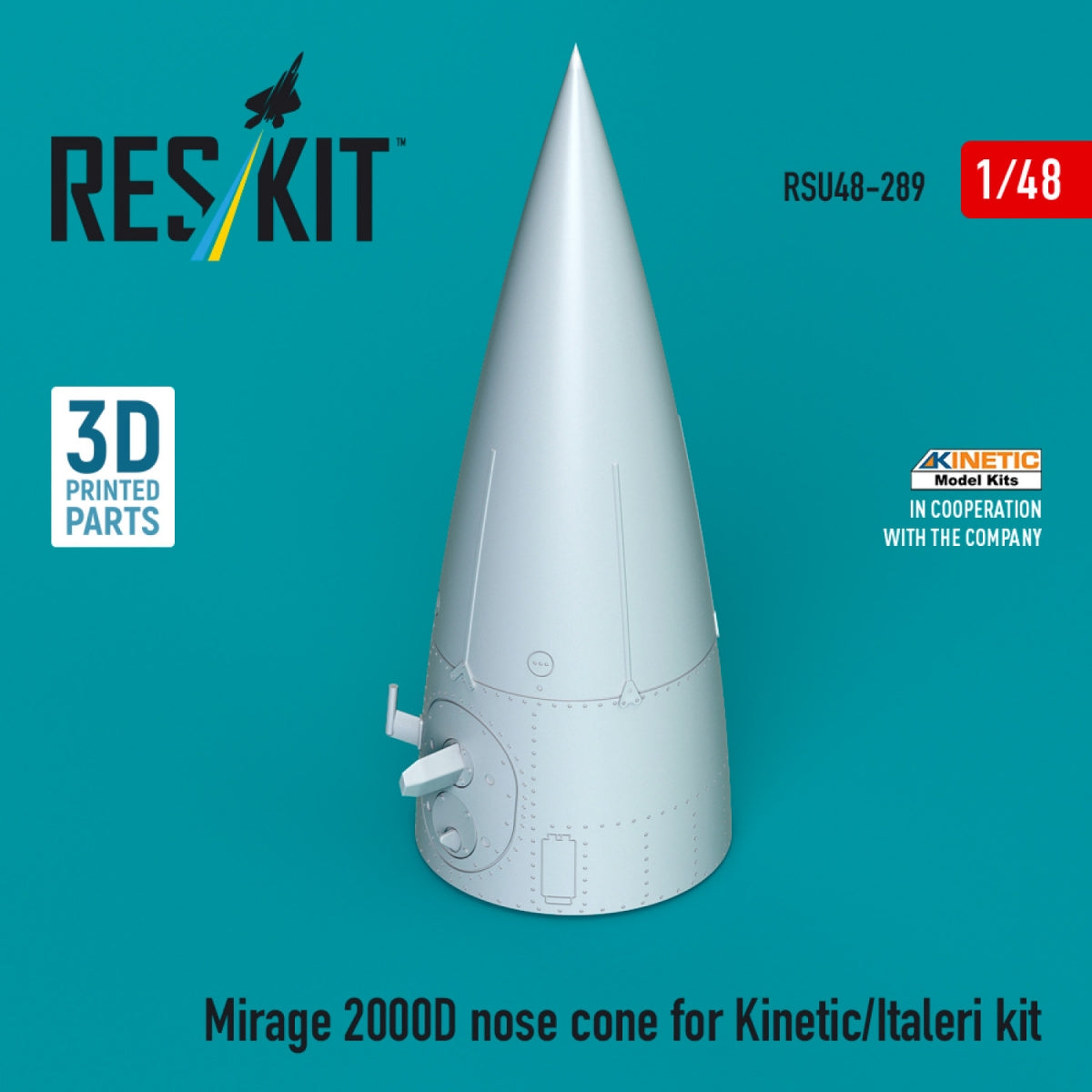 RESKIT RSU48-0289 Mirage 2000D nose cone for Kinetic/Italeri kit (3D Printed) 1/48