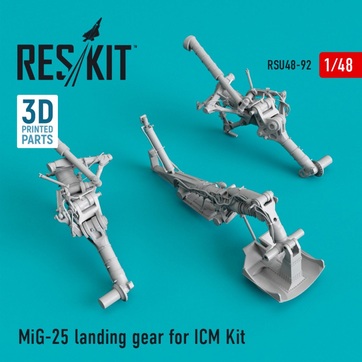 RESKIT RSU48-0092 TRAIN D'ATTERRISSAGE MIG-25 POUR KIT ICM 1/48