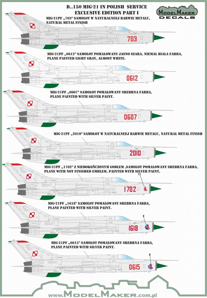 ModelMaker Decals D48150 MiG-21 in Polish service Exclusive edition part I 1/48