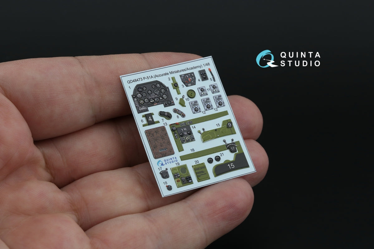 Quinta Studio QD48473 P-51A 3D-Printed colored Interior on decal paper (Accurate Miniatures/Academy) 1/48 – image 4
