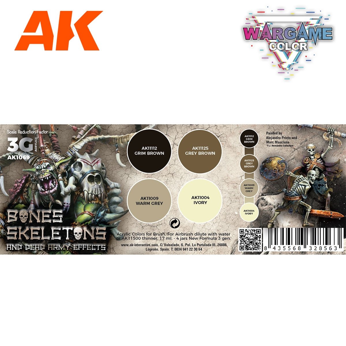 AK Interactive AK1069 WARGAME COLOR SET. BONES AND SKELETONS. 4x17 ml – zdjęcie 2
