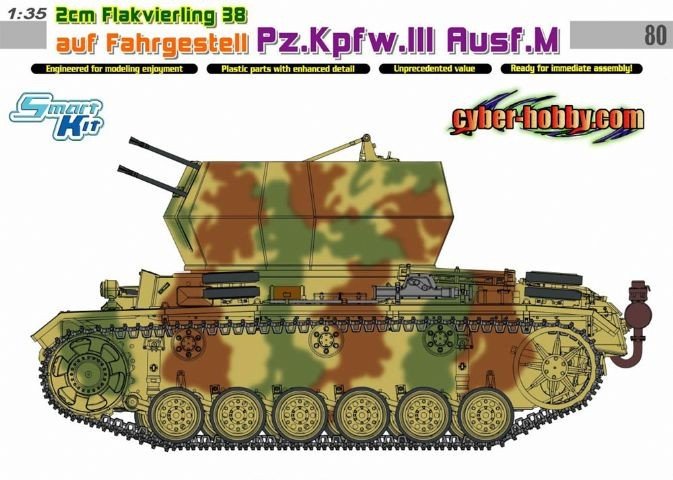 Cyber ​​​​Hobby 6778 2cm Flakvierling 38 auf Fahrgestell Pz.Kpfw.III Ausf.M (1/35)