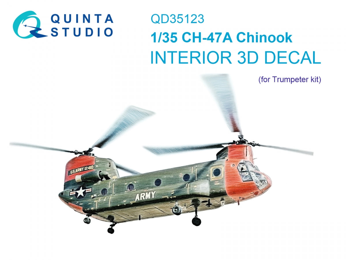Quinta Studio QD35123 CH-47A 3D-Printed colored Interior on decal paper (Trumpeter) 1/35