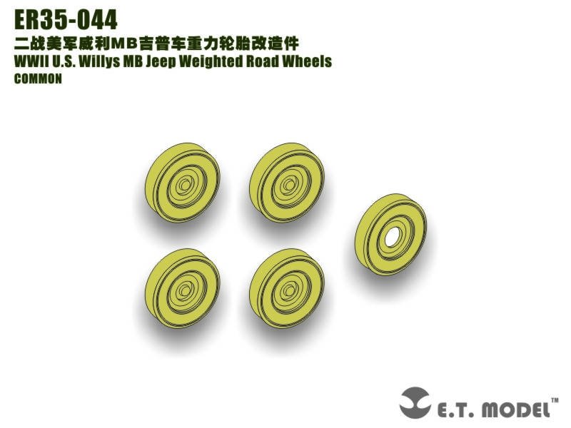 E.T. Model ER35-044 WWII U.S. Willys MB Jeep Weighted Road Wheels 1/35