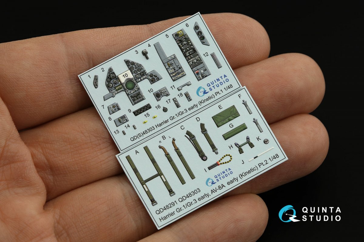 Quinta Studio QD48303 Harrier Gr.1/Gr.3 Early 3D-Printed &amp;amp; colored Interior on decal paper (Kinetic) 1/48 – image 2