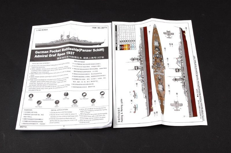Trumpeter 05773 German Pocket Battleship (Panzer Schiff) Admiral Graf Spee 1937 1/700 – zdjęcie 3