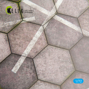 KELIK KS72004 HEXAGONNAL CONCRETE PLATES FOR AIRCRAFT AND HELICOPTERS BASE - ACRYLIC 3 MM (280 X 180 MM) 1/72 – zdjęcie 2