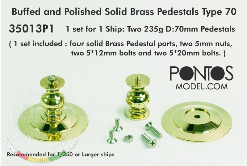Pontos 35013P1 Buffed and Polished Solid Brass Pedestals Type 70 for Ship models – zdjęcie 2