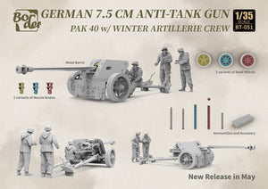 Border Model BT-051 German 7.5cm Anti-Tank Gun PaK 40 w/Winter Artillery Crew. 1/35 – zdjęcie 3