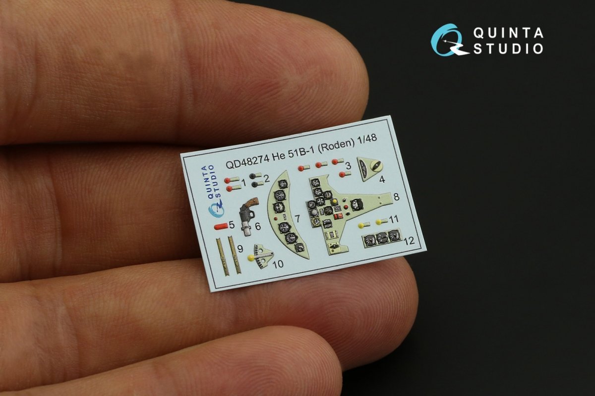 Quinta Studio QD48274 He 51B 3D-Printed &amp;amp; coloured Interior on decal paper (Roden) 1/48 – zdjęcie 2