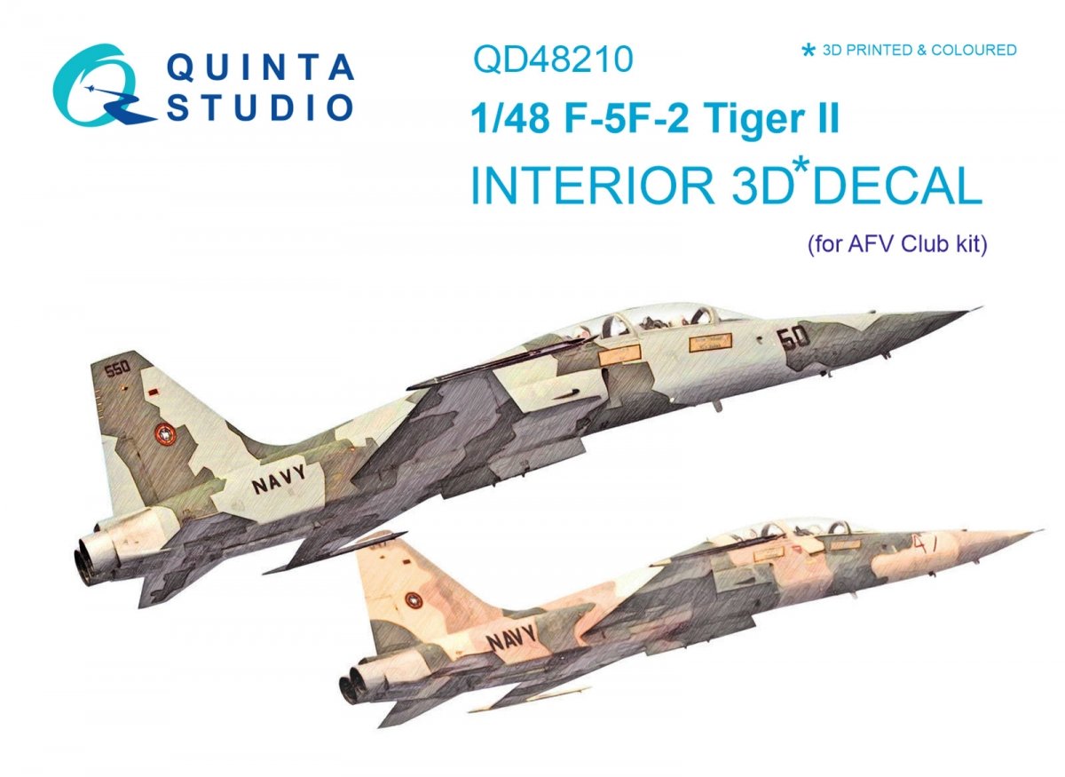 Quinta Studio QD48210 F-5F-2 3D-Printed &amp;amp; colored Interior on decal paper (AFV club) 1/48