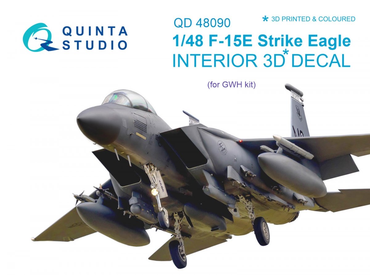 Quinta Studio QD48090 F-15E 3D-Printed &amp; colored Interior on decal paper (for GWH kit) 1/48