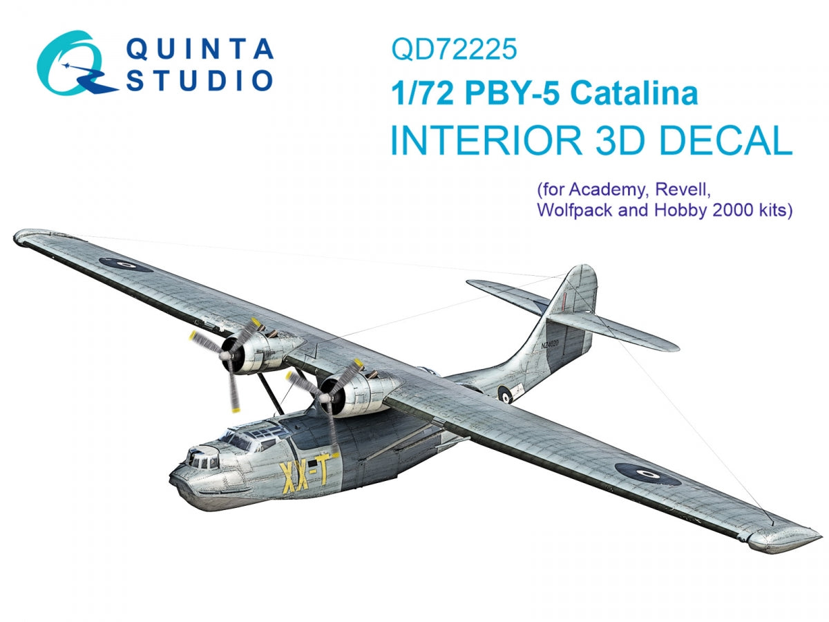 Quinta Studio QD72225 PBY-5 Catalina 3D-Printed & coloured Interior on decal paper (Academy) 1/72