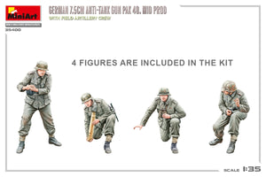 MiniArt 35400 GERMAN 7.5CM ANTI-TANK GUN PAK 40. MID PROD. WITH FIELD ARTILLERY CREW 1/35 – image 2