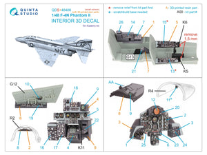 Quinta Studio QDS+48486 F-4N Phantom II 3D-Printed &amp;amp; coloured Interior on decal paper (Academy) (Small version) (with 3D-printed resin parts) 1/48 – zdjęcie 3