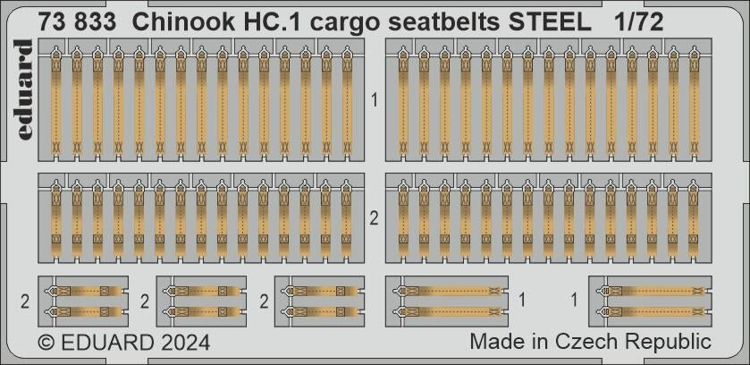 Eduard 73833 Chinook HC.1 cargo seatbelts STEEL AIRFIX 1/72