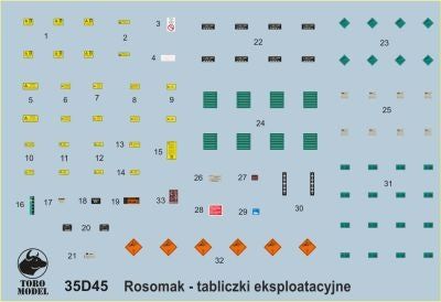 Toro 35D45 KTO Rosomak - tablice eksploatacyjne 1/35