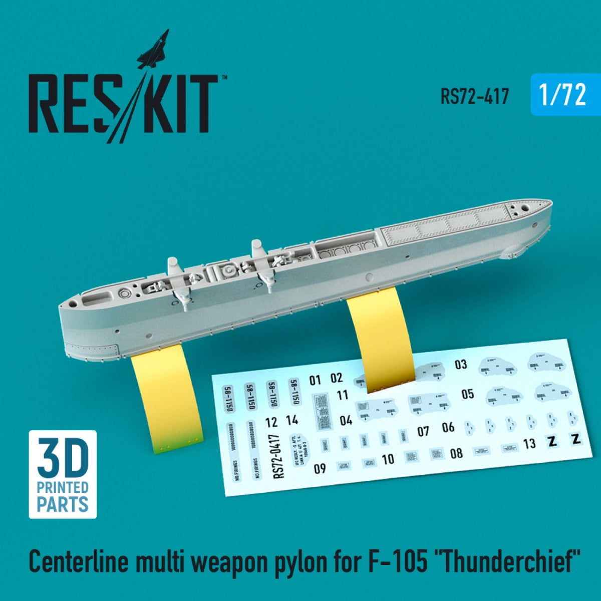 RESKIT RS72-0417 CENTERLINE MULTI WEAPON PYLON FOR F-105 &amp;quot;THUNDERCHIEF&amp;quot; (3D PRINTED) 1/72