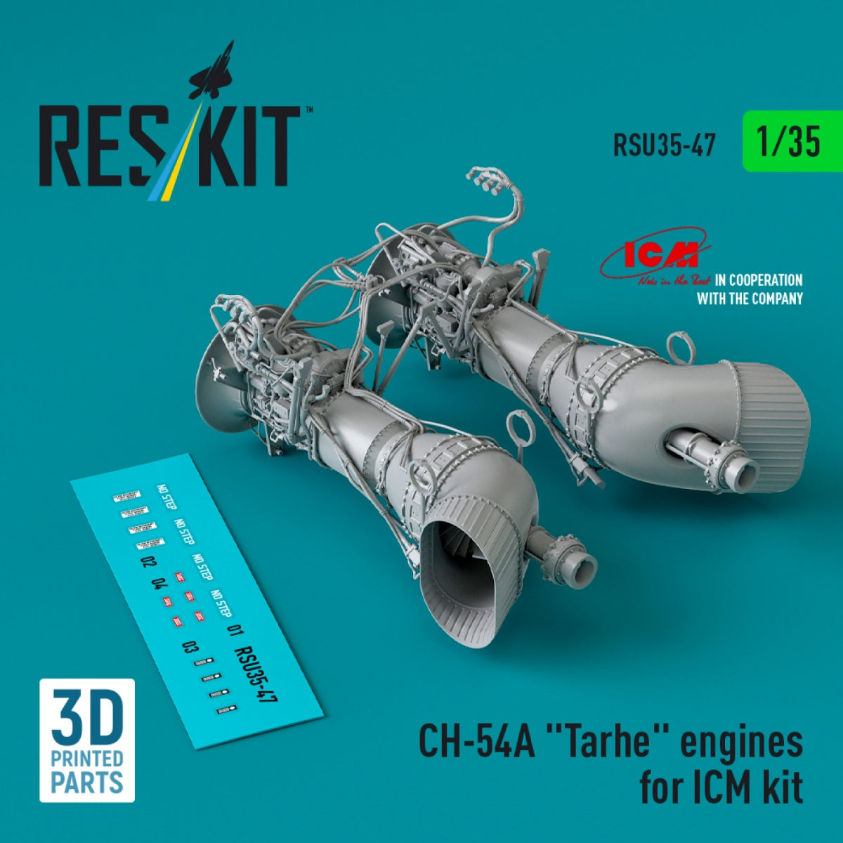RESKIT RSU35-0047 CH-54A "Tarhe" engines for ICM kit (3D Printed) 1/35