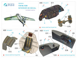 Quinta Studio QD48241 Me 163B 3D-Printed &amp;amp; coloured Interior on decal paper (GasPatch models) 1/48 – immagine 2