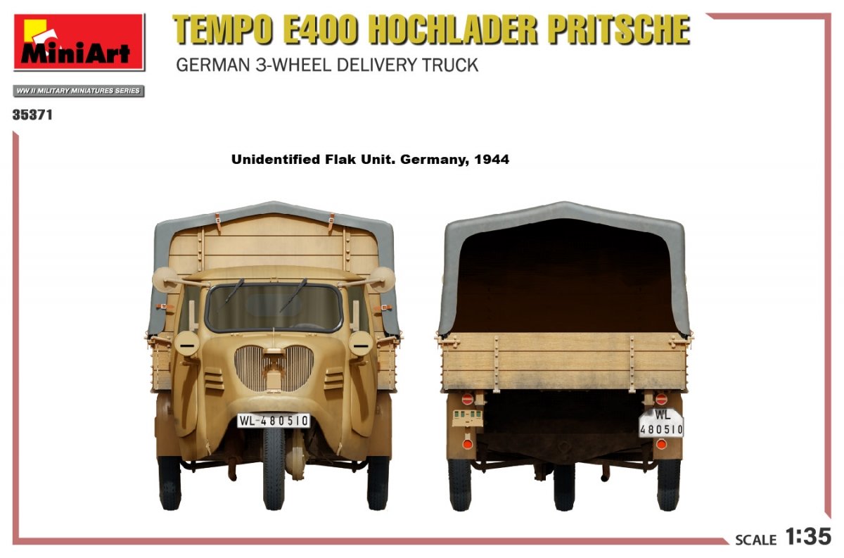 MiniArt 35371 Tempo E400 Hochlader Pritsche German 3-wheel delivery truck 1/35 – zdjęcie 17