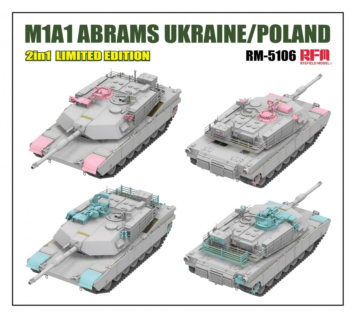 Rye Field Model 5106 M1A1 Abrams Ukraine/Poland - 2in1 Limited Edition 1/35 – zdjęcie 2