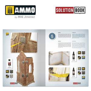 AMMO of Mig Jimenez 6510 How to Paint Brick Buildings. Colors &amp;amp; Weathering System Solution Book (Multilingual) – zdjęcie 3
