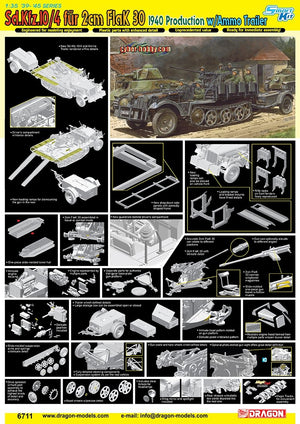 Dragon 6711 Sd.Kfz.10/4 fur 2cm FlaK 30, 1940 Production w/Ammo Trailer 1/35 – zdjęcie 2