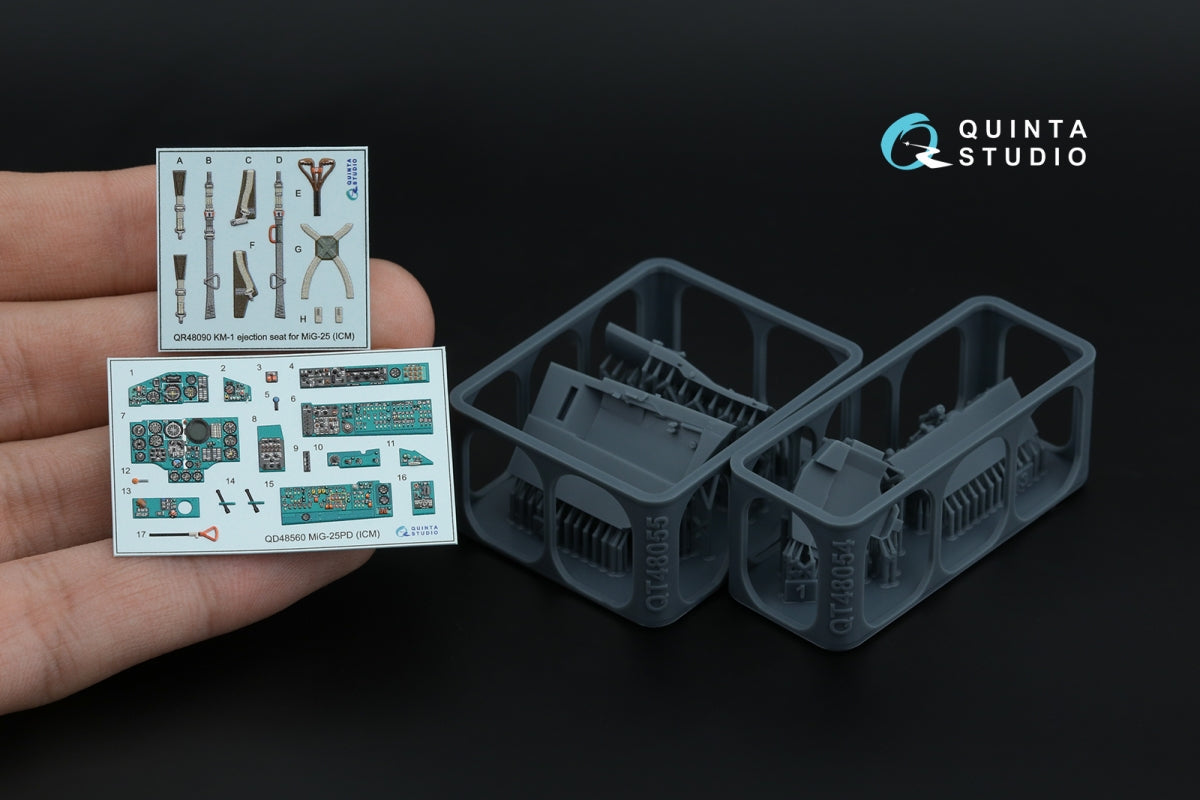 Quinta Studio QD+48560 MiG-25PD 3D-Printed &amp;amp; coloured Interior on decal paper (ICM) (with 3D-printed resin parts) 1/48 – zdjęcie 4