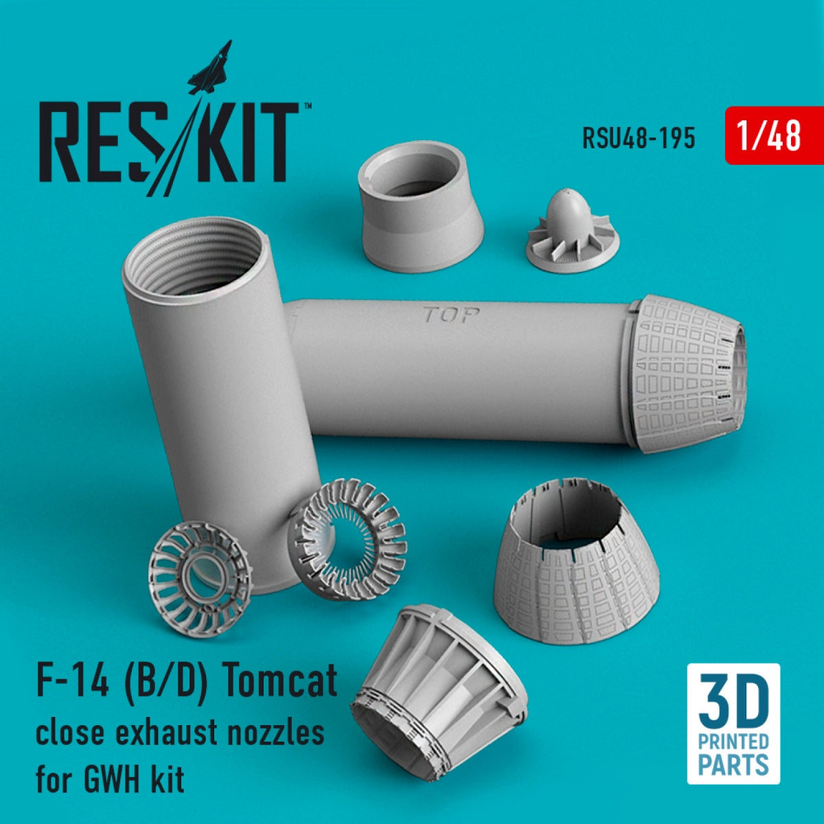 RESKIT RSU48-0195 F-14 (B,D) « TOMCAT » TUYAUX D'ÉCHAPPEMENT FERMÉS POUR MAQUETTE GWH (IMPRIMÉE EN 3D) 1/48