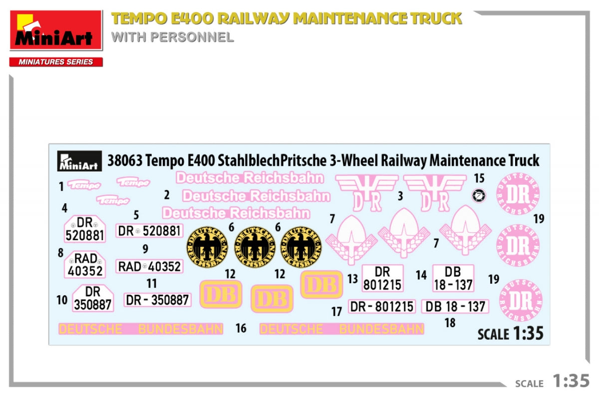 MiniArt 38063 Tempo E400 railway maintenance truck with personnel 1/35 – zdjęcie 3