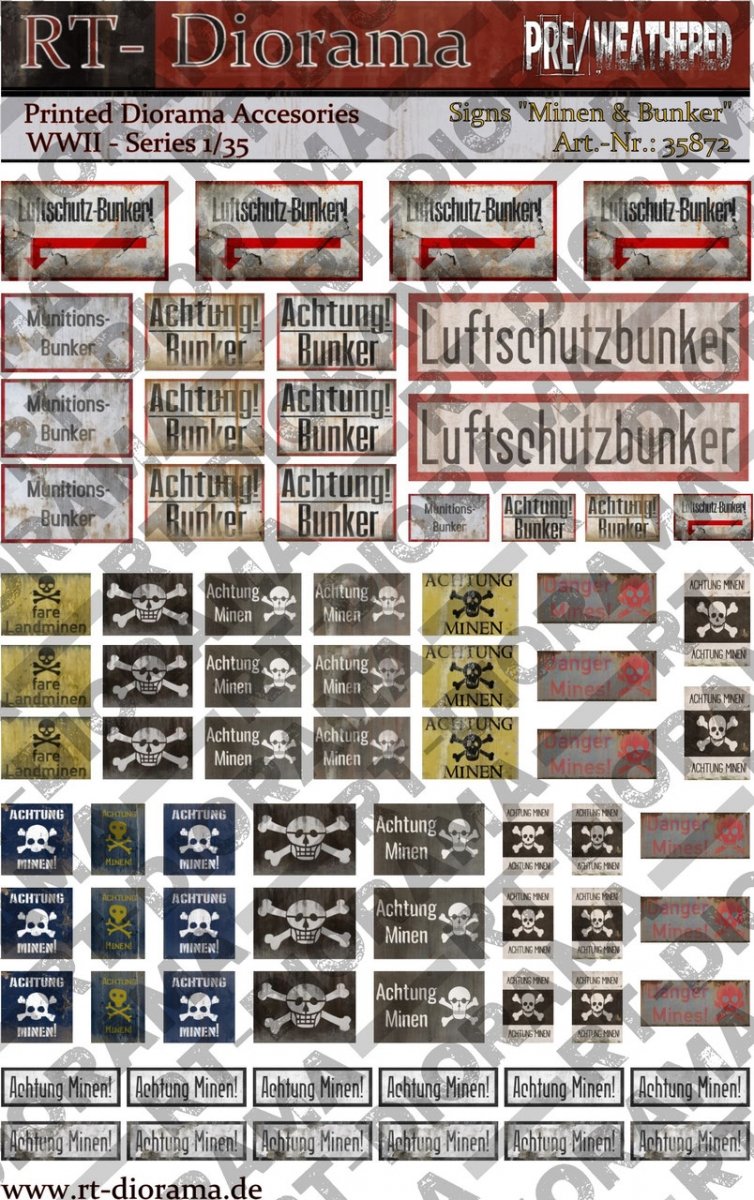 RT-Diorama 35872 Printed Accessories: "Achtung Minen" 1/35